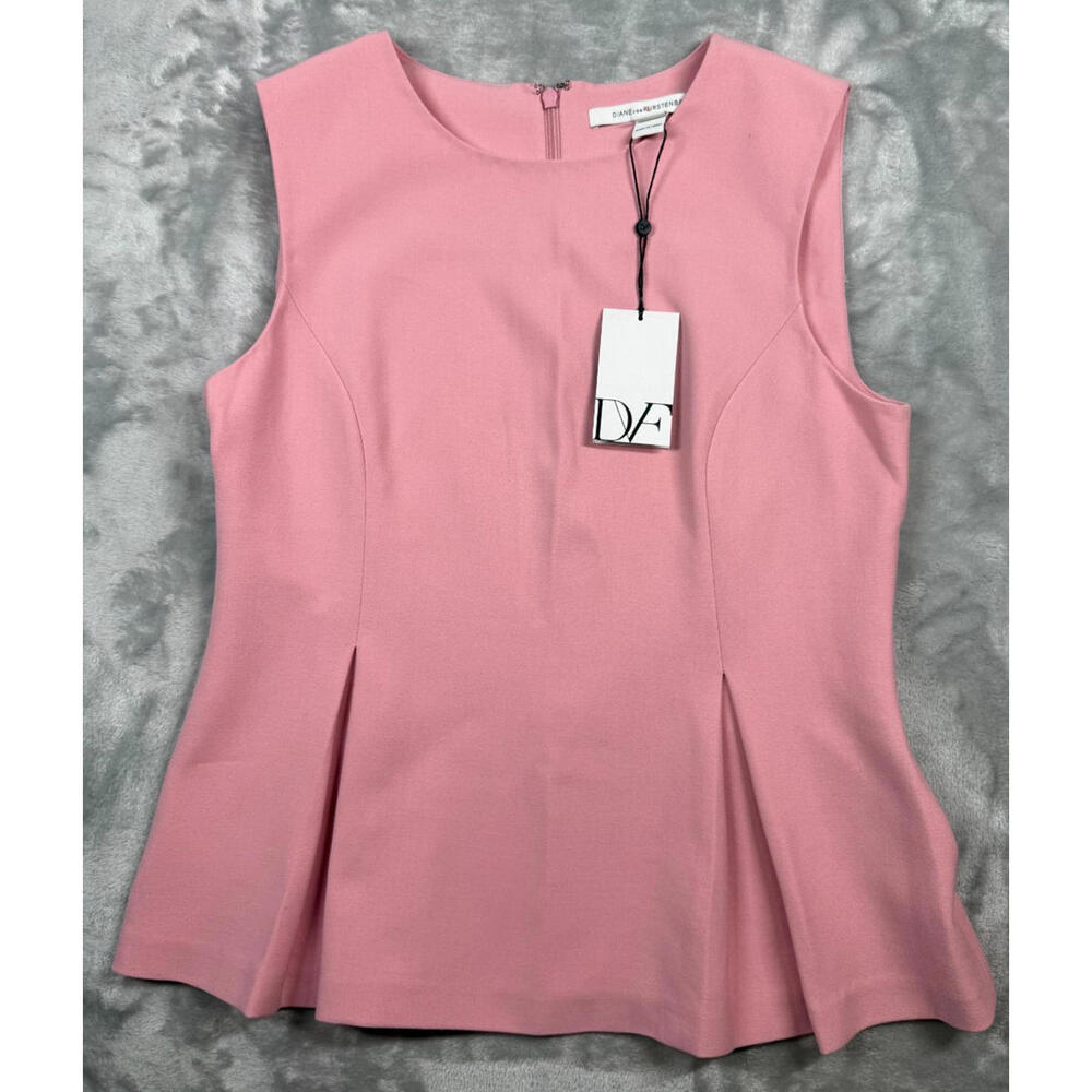 NWT Diane Von Furstenberg Pink Mallory Peplum Top Size‎ 6 MSRP $248